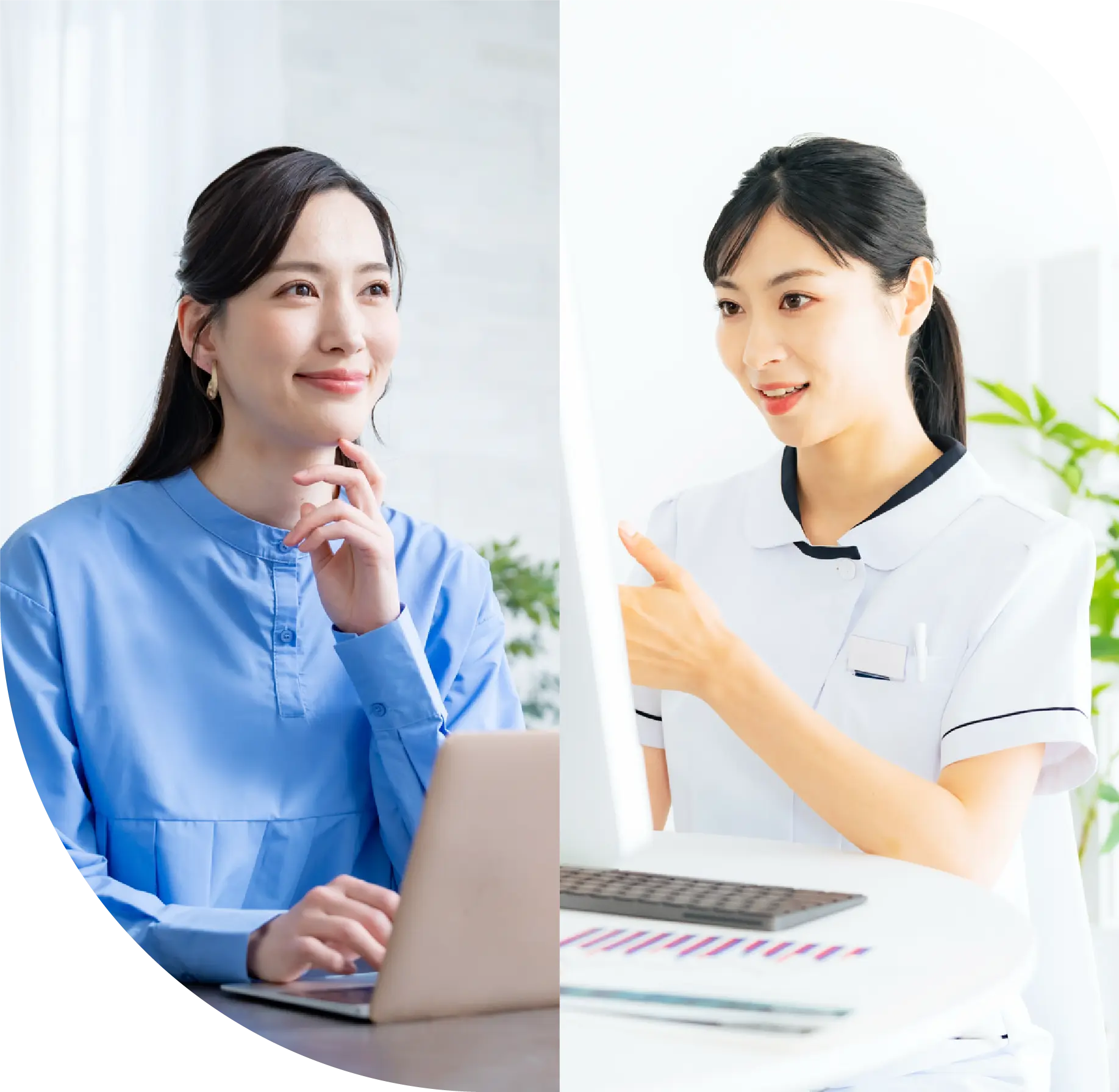 女性が笑顔で受講の様子